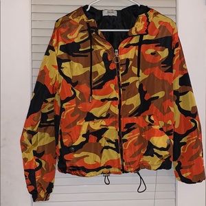 Orange “camo” windbreaker bomber jacket